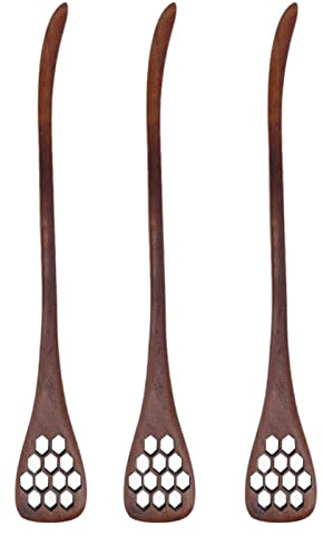 QANYEGN Set di 3 Cucchiai Per MIELI, Cucchiai Per MIELI Intagliati in Legno, Cucchiai Per Mescolare E Servire Il MIELI, Ideali Per La Casa, La Cucina E Il Ristorante(vernice)