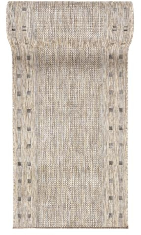 Mazovia In-& Outdoor Läufer Balkon 100x250cm Creme Einfarbig Wetterfest | In-& Outdoor Teppichläufer für Flur Küche Terrasse Garten Beige Pflegeleicht UV-Beständig Minimalistisch Verkauf pro Meter