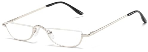 ABETOS Halbrand Lesebrille Herren Damen Metall Halbmond Halbrahmen Sehhilfe Flexibel Federscharnier Lesebrillen Computer Lesebrille Leicht Komfortable Lesehilfe Brille mit Stärke
