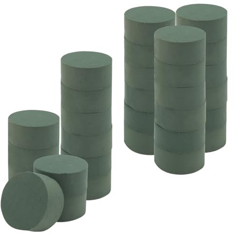 30 PCS 8cm/3 Inch Round Dry Floral Foam Blocks, Green Artificial Florist Sponge Brick for DIY Craft Wedding Flowers
