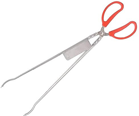 OUNONA Stainless Steel Multi-Function Crab Clip and EEL Tong Scissor Design, Non-Slip Lobster Clamp for Outdoor Fishing and Sea Crab Catching