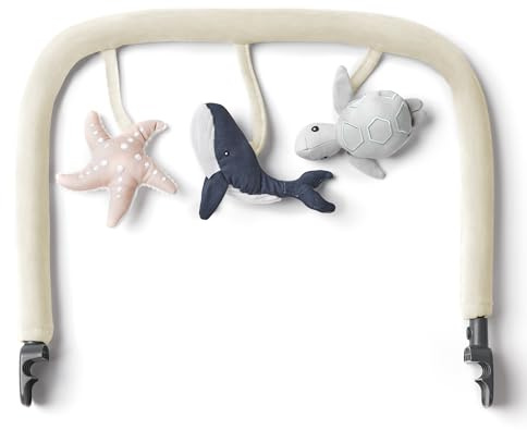 Ergobaby Evolve Bouncer Spielbogen mit Plüsch, Zubehör für die Ergobaby 3-in-1 Babywippe Babyschaukel für Neugeborene ab Geburt, Ocean Wonders - Cream