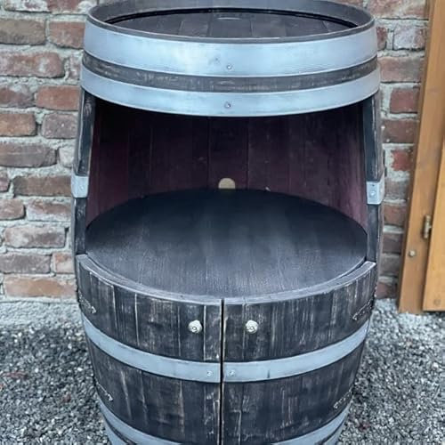 Fass-Schmiede Weinfass Bar mit großer Öffnung und kleinen Türen Bartisch (Shabby Black)