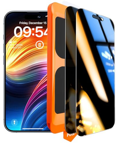 TOCOL 2 Pack for 15 Pro Max Privacy Screen Protector 6.7-Inch, True 25°Anti Spy, Instant Installation, 12FT Military Grade Shatterproof, Tempered Glass, Case Friendly, Full Coverage Protection