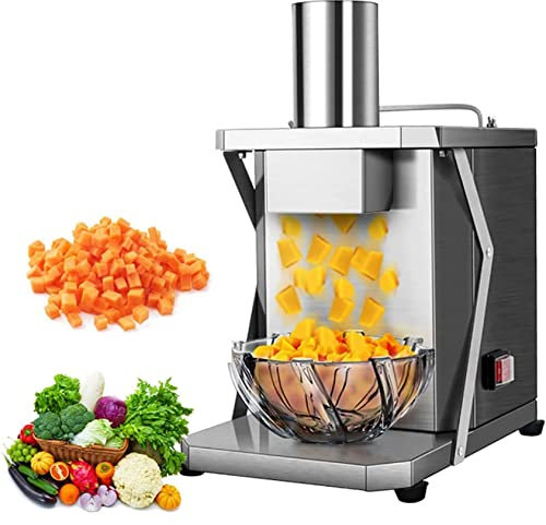 Cortador de verduras eléctrico comercial de 250 W, con moldes para cortar en cubitos de 6/8/10/12/15 mm, cortador de cebolla eléctrico, para rallador de queso doméstico/comercial