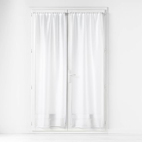 Douceur d'Intérieur Lissea Coppia di Tende a Vetro con Passanti, 2 x 70 x 200 cm, Tessuto sablé, Bianco