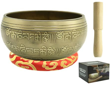 Juego de cuencos tibetanos – Cuenco de sonido de meditación hecho a mano para yoga, atención plena y meditación, cuencos de sonido con caja de campana tibetana para yoga, relajación, mujeres y hombres