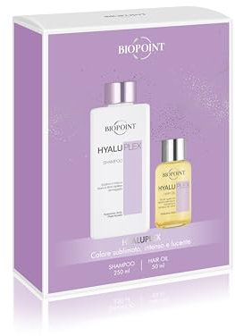 Biopoint, Kit Capelli Hyaluplex, Shampoo 250ml e Hair Oil 50ml, Trattamento Riparatore con Acido Ialuronico e Cheratina Vegetale per un Colore Intenso e Lucente, Dona Vitalità ai Capelli