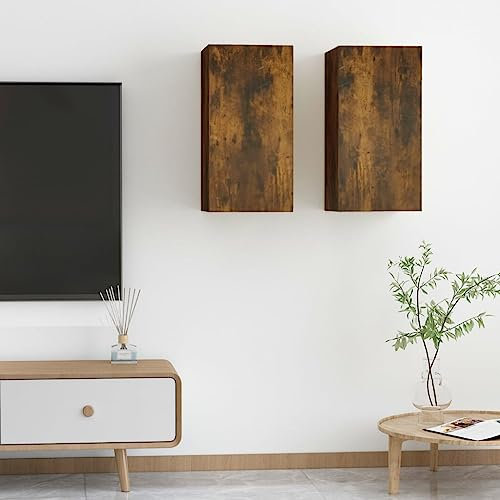 LVHUIDEH 2 TV-Schränke mit Tür, Maximale Belastbarkeit 60 kg, TV Lowboard, TV Board hängend, TV-Hängemöbel, Modernen Hängeschrank, Wohnwand, Wandunterhaltungscenter, 30,5 x 30 x 60 cm
