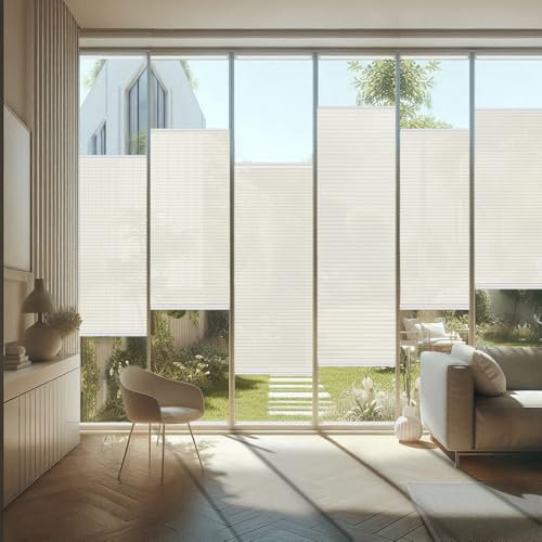 Cortinas Plisadas Sin Taladrar Cristal Fit Traslúcidas Éfeso para Cortinas de Cristal | Color Blanco | 50 x 98 cm (Ancho x Alto) | Tamaño de la Tela 47 x 98 cm | Cortinadecor