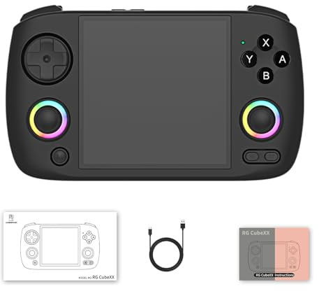 RG CubeXX Console de jeu portable rétro avec écran Linux 4 Compatible avec manette de jeu sans fil 2,4 G Sortie TV 5G WiFi Bluetooth 4.2 Noir