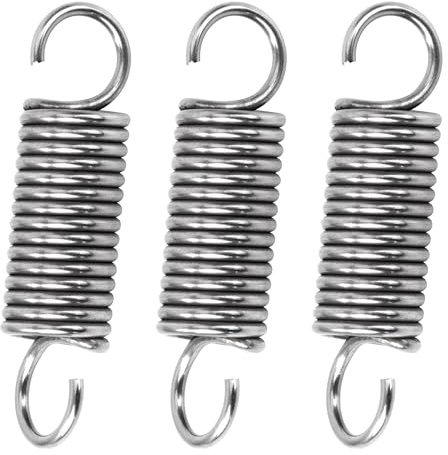 GUNGY Zugfedern mit Haken Edelstahl Zugfeder Spannfeder 45mm Außendurchmesser 12mm Drahtdurchmesser 1,6 mm Hakenwinkel 90 Grad Maximale Zugkraft 6,4kg 1,6x12x45mm 4 Stück