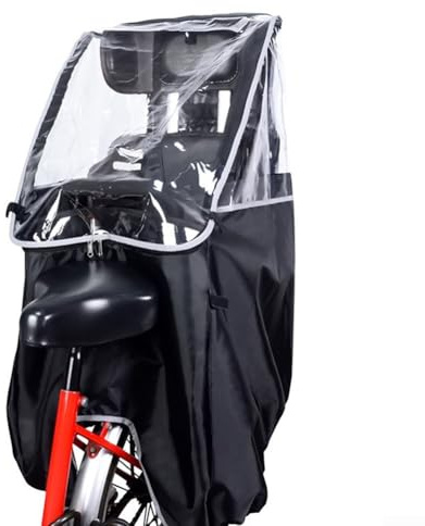 snowchecking Bicycle Child Seat Rain Cover, Weatherproof Windshield For Rear Baby Saddle With Reflective Strips Transparent Front PVC For Child Bike Seat