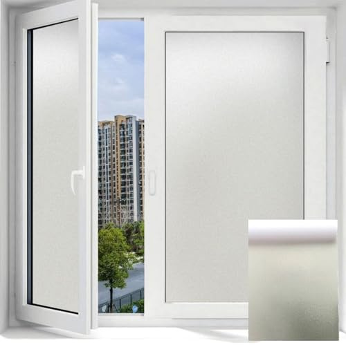 HSTWODE 1 Stück 20-120 cm breit x 1 Meter lang Fensterfolie Blickdicht Sichtschutzfolie 5 Größen,Wiederverwendbar Fenster Selbsthaftend, Milchglasfolie Statisch Haftend, (Rein mattiert, 20 * 100cm)