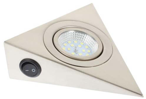 OSALADI Dreieckige Unterbauleuchte Aus Edelstahl 13x13cm LED Schrankbeleuchtung Tageslichtweiß Für Küchenunterschränke Vitrinen Und TV Ständer Mini Regallicht