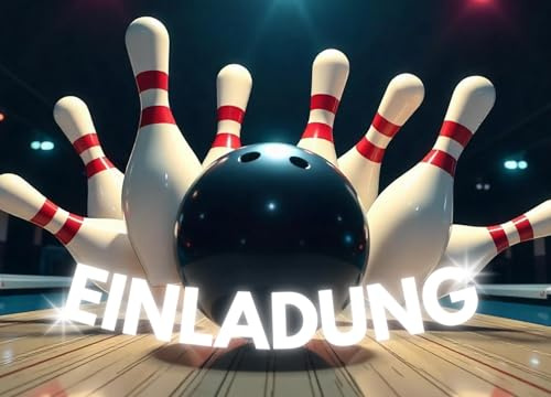 ZETTMANN Bowling Einladungskarten Kindergeburtstag – 10er Set – Coole Bowling Party Einladungen für Jungen & Mädchen zum Kegeln – Premium Druck DIN A6, gut beschreibbar
