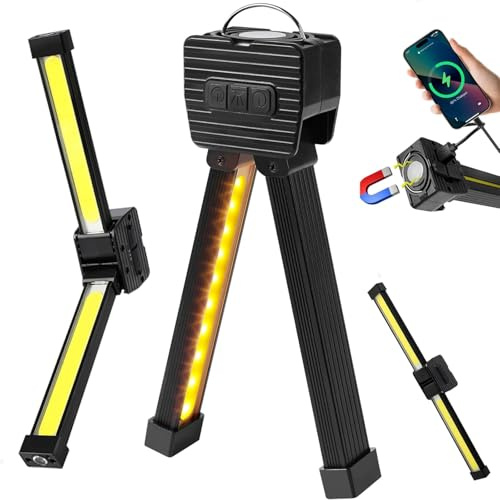 Lampada da palestra per posa, luci da lavoro magnetiche a LED con gancio, torcia ricaricabile USB portatile, torcia dimmerabile a 7 marce, pieghevole a 180 gradi, gadget per la festa del papà (A)