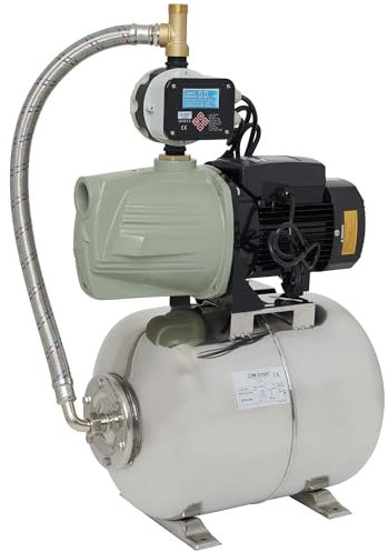 Station d'eau domestique auto-amorçante 5,5 bar 7000 l/h, pompe de jardin JET avec roues en aluminium, pompe centrifuge avec interrupteur à pression/protection contre le fonctionnement à sec, hauteur
