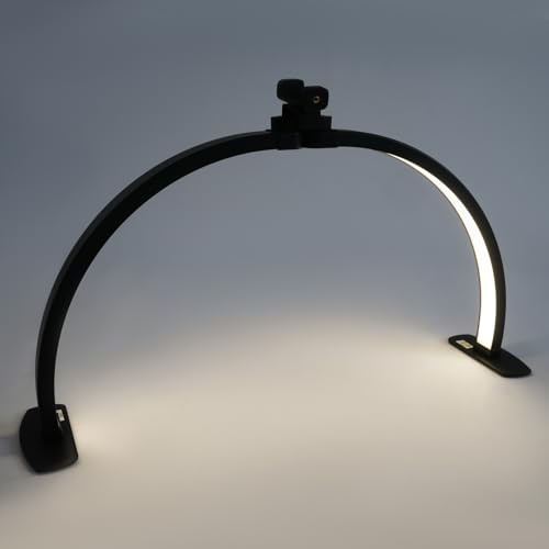 Klappbare Halbmond Lampe mit Telefonhalter Kosmetiklampe LED Nail Desk Lamp Einstellbares Desktop Halbmondlicht für Nageltisch Schönheit Wimpern (Schwarz)