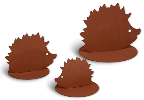 UNUS Igel Aufsteller 3er Set aus Metall in Rostoptik dekorative Figuren | für Innen und Außen Garten Balkon Tisch Herbstdeko