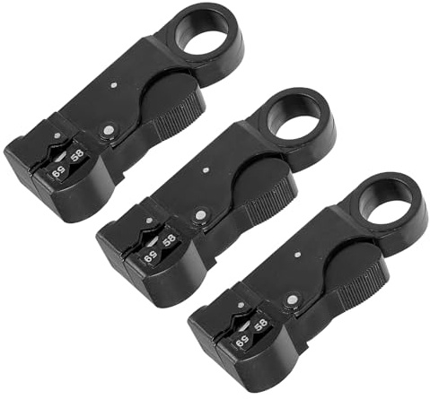 QUARKZMAN Rotatif Coaxial Câble Dénudeur Coupeur Outil Outil SK-5 3 Noir | pour RG58/59/62/3C/4C Fil Réseau, Fil Pince coupante