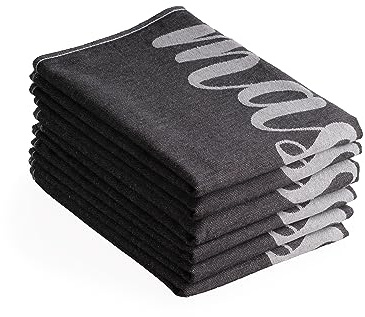 DoubleDry Geschirrtücher Baumwolle - 6-teilig - 50x70cm - Oeko-Tex Zertifiziert - Hochwertige Geschirrhandtücher - Grill Master, Schwarz