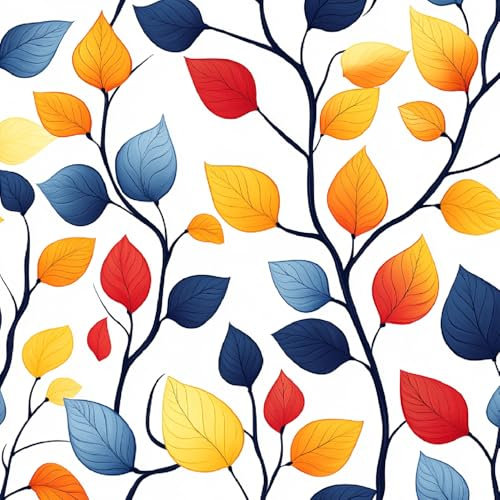 Generisch Selbstklebende Tapete 44x500 cm Klebefolie Möbel Blätter Bunt Dekorfolie Möbelfolie Aquarell Kunst Mustertapete Wandtapete Wohnzimmer Schlafzimmer Wasserdicht Wallpaper Küche