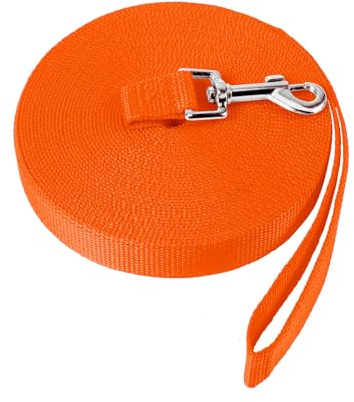 NavoX Training Lead for Dog 5m Long Leash Strong Nylon Long line dog lead, Heavy Duty Hook for Large Medium and Small Dogs Orange