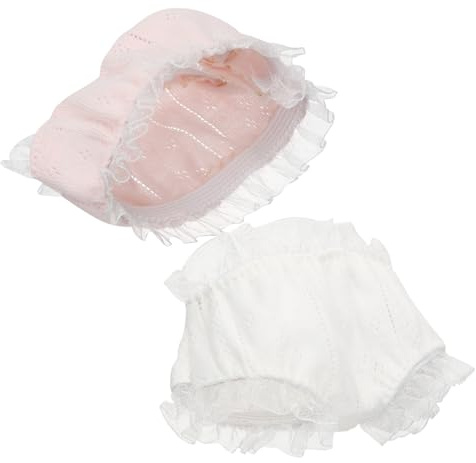 Hemobllo 2 pièces Culottes pour Poupée Réutilisables sous-vêtements Doux Dentelle Blanche et Rose pour Fille pour Jeu Imagination et Habillage