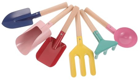 WOONEKY Attrezzi da Giardino per Legno Mini Rastrello Forchetta e Cucchiaio per Gioco all Aperto Sabbia e Giardinaggio Giocattoli Educativi per Ragazzo Ragazza