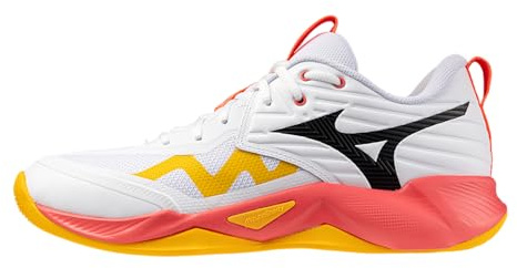 Mizuno Wave Momentun PRO Mid, Volleybollskor Unisex Vuxen, White Fiery Coral Citrus, 38.5 EU