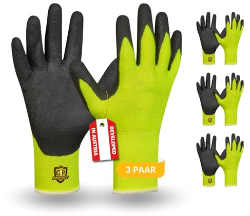 G4P Arctic Touch - Guanti invernali da lavoro con rivestimento in nitrile sandy, 3 paia di guanti di montaggio per lavori freddi fino a 0 °C, touch screen, resistenti ai liquidi, taglia M (misura 8)