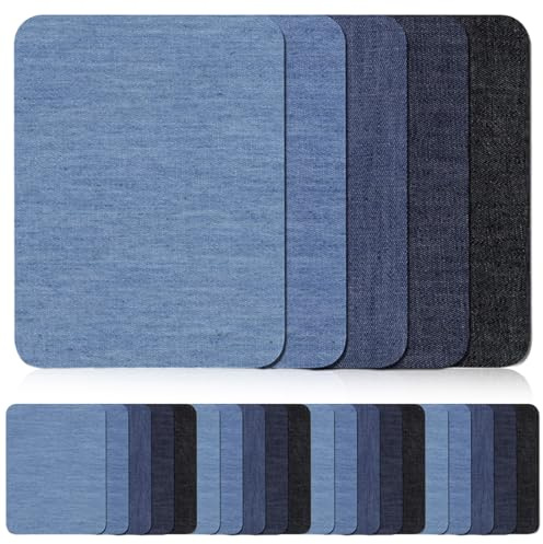 25 Pezzi Toppa Termoadesiva per Tessuti, Toppe per Jeans, Toppe Adesive per Tessuti, Toppe Termoadesiviper Denim da Stirare di Alta qualità Cotone, Accessorio per Giacche, Borse, 12.5 x 9.5cm