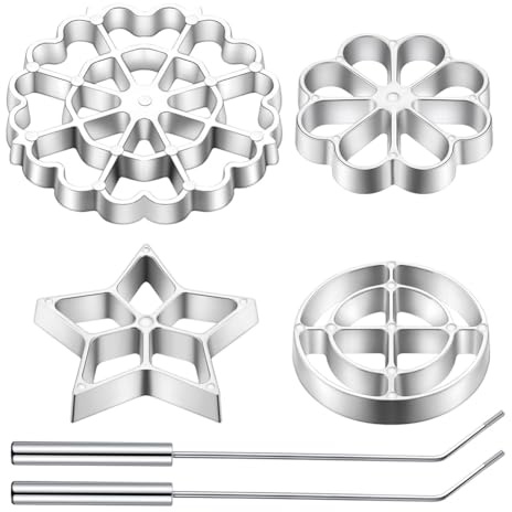 Wisyurt Rosetten-Eisenformen-Set, Bunuelos-Form mit, Kochstempel-Maker-Set, Ausstechform Aus Aluminiumlegierung, Waffelform