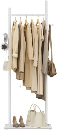 OUTBROS Kleiderständer Weiß, Metall Kleiderstange 50cm Breiter | Freistehender kleiderständer mit Rock Slab Base, Garderobenständer aufbewahrung für den Innenbereich, Coat Rack aus Metall
