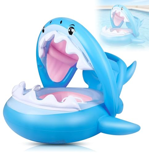 Inflatable Ring Pool Floats, Rubber Rings Pool Chair Float with Canopy, Inflatables Floatie for Swimming Summer Travel