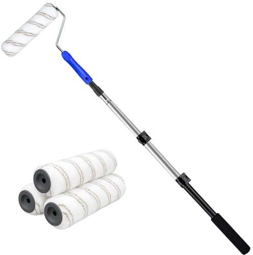 Mister Rui 23cm Große Farbroller mit Teleskopstab Best Grip Bügel inkl. 3 Malerwalzen,