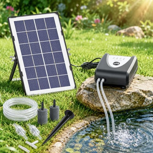 Pawfly 3.5 W Solar Pond Aerator, Solar Pond Pump for Outdoor Ponds, Pond Air Pump, Solar Air Pump with 4000 mAh Rechargeable Battery Backup, Garden Aerator Pump for Fish & Koi Ponds