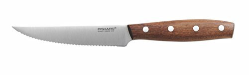 Fiskars 1016472 Coltello per pomodori 12 cm, Acciaio Inossidabile, Nero
