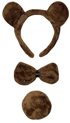 Petitebelle Braunbär Stirnband Fliege Schwanz 3-teiliges Kostüm (Einheitsgröße)