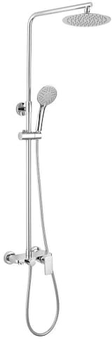 Einhebel-Duschsäule Modell DUA mit integriertem Regal, ausziehbar, rund, höhenverstellbar von 80 bis 120 cm, Handbrause für Whirlpool und Sprinkler, garantiert Ersatzteile