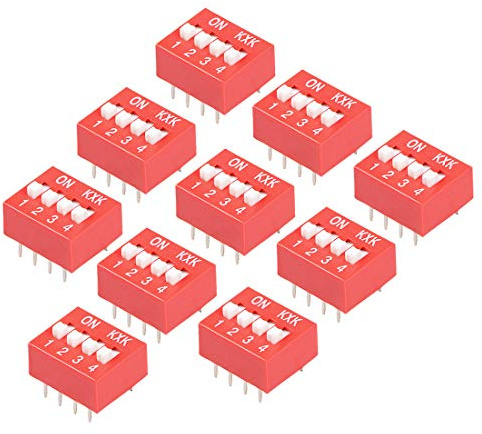 uxcell 10 Pcs Red DIP Switch 1 2 3 4 Positions 2.54mm Pitch for Circuit Breadboards PCB