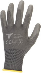 STIER Montagehandschuhe, 12 Paar, Größe 9, Nylon mit PU-Beschichtung, Exzellentes Tastgefühl, Griffsicherheit, hohe Abriebfestigkeit, Atumungsaktivität, Grau