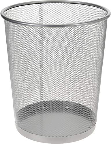 Vanorell Papierkorb Metall 35 cm silber hoch Papiereimer fürs Büro Abfalleimer Runder Mülleimer 20 Liter, Draht, 30 cm Ø oben