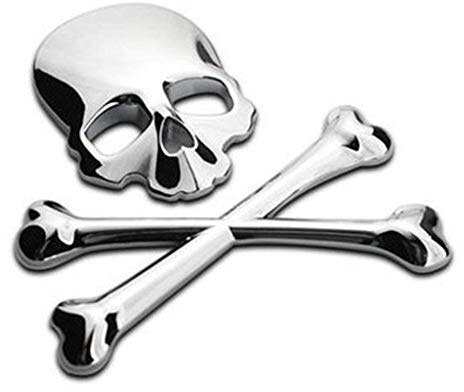 Yunt-11 3D Chrome Os en Métal Crâne Emblème Autocollant Decal Logo Fender Capot De Voiture Moto Decal Crâne Punisher Véhicule
