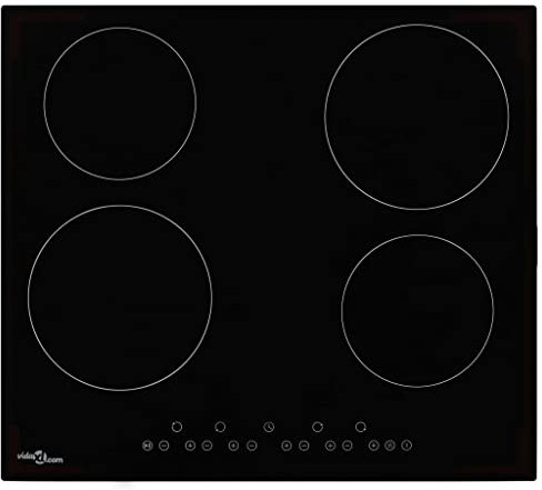 vidaXL Plaque de Cuisson 4 Brûleurs Contrôle Tactile Table de Cuisson Plaque Electrique Chauffante Automatique Cuisine Maison Céramique 6000W