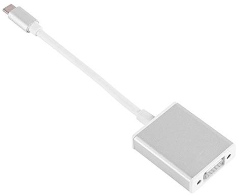 Diyeeni USB C auf VGA Adapter, 10Gbps 24Pin Typ-C Male zu VGA Female Konverter Kabel mit Aluminium Case, USB 3.1 auf VGA Stecker Unterstützt Projektor Monitor HD TV-Box für Macboo Air(Silber)