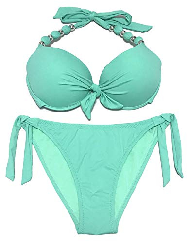 EONAR Badkläder för kvinnor avtagbar push-up dyna bikiniset, ljusgrön, 42 SE