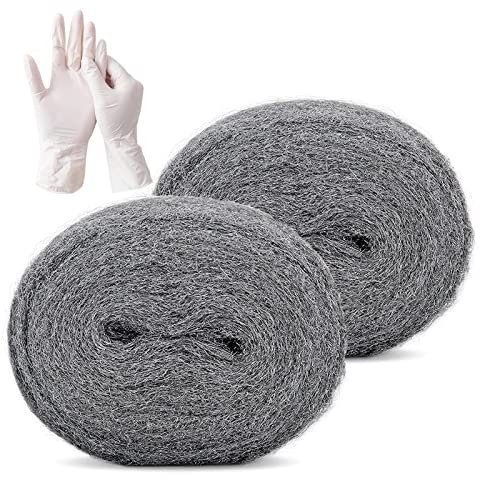PICK FOR LIFE Steel Wool Mice Blocker 2 Pack 0000 Coarse Wire Wool Mice for Cleaning Rodent Control Gap Hole Filler Keep Rodent Rat Insect Pest out for Attic Garden Kitchen Garage with Gloves(3m/Roll)