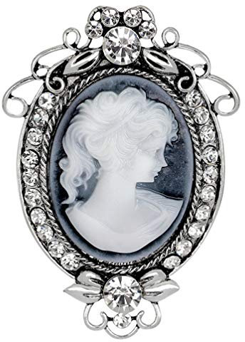 Amosfun Broche vintage en forme de camée pour femme avec strass et cristaux